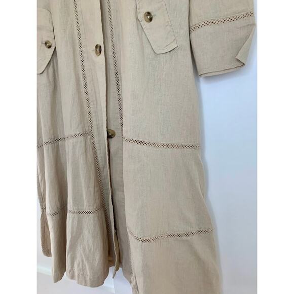 Free People Rory Duster in Sand Dollar Large Long Sleeve Button Front Pockets - Picture 5 of 6